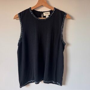 Vintage Neiman Marcus Exclusive Beaded Trim Sleeveless Knit Top Size M